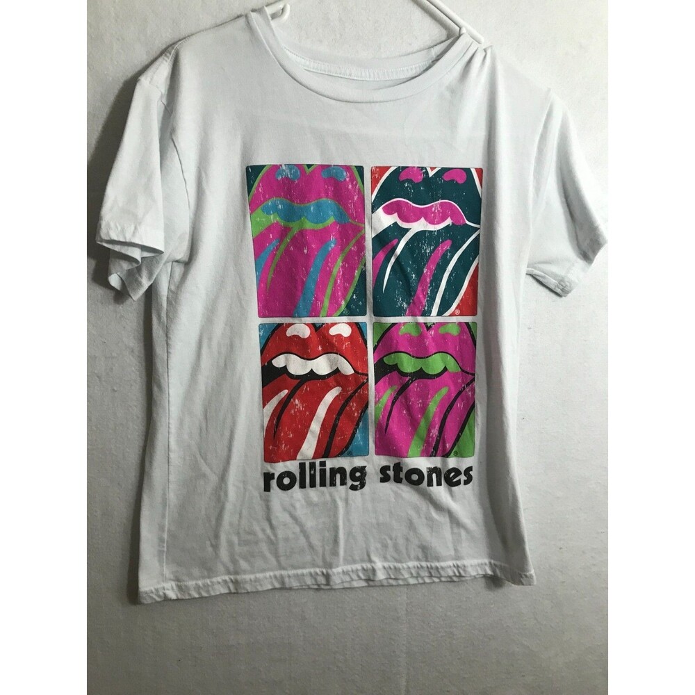 Rolling Stones T Shirt 4 Tongues Logos White Rock and Roll New Official